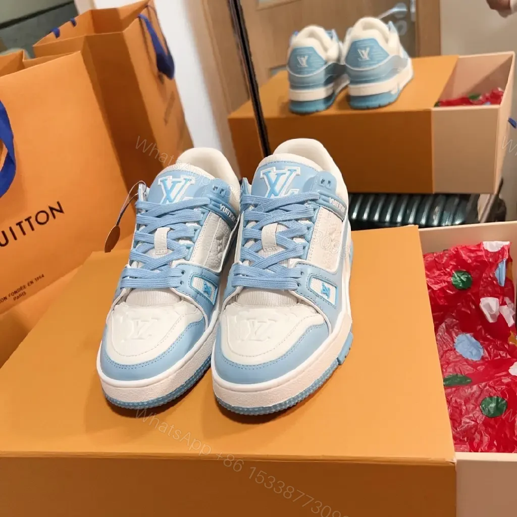 View 4 of Blue-Cloud Suede Leather Luxe Sneaker with Comfort