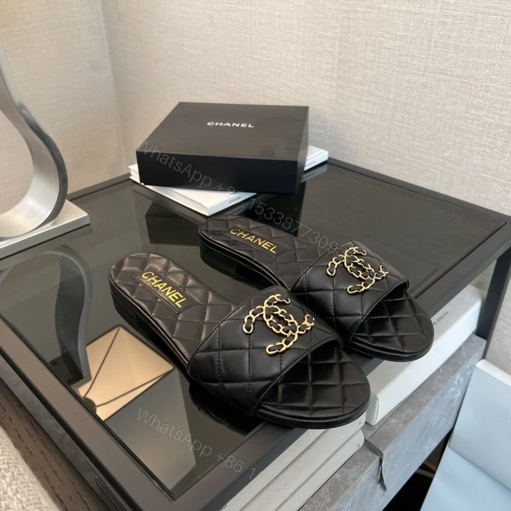 View 2 of Chanel 23P Quilted Cc Chain Mule Sandal Black