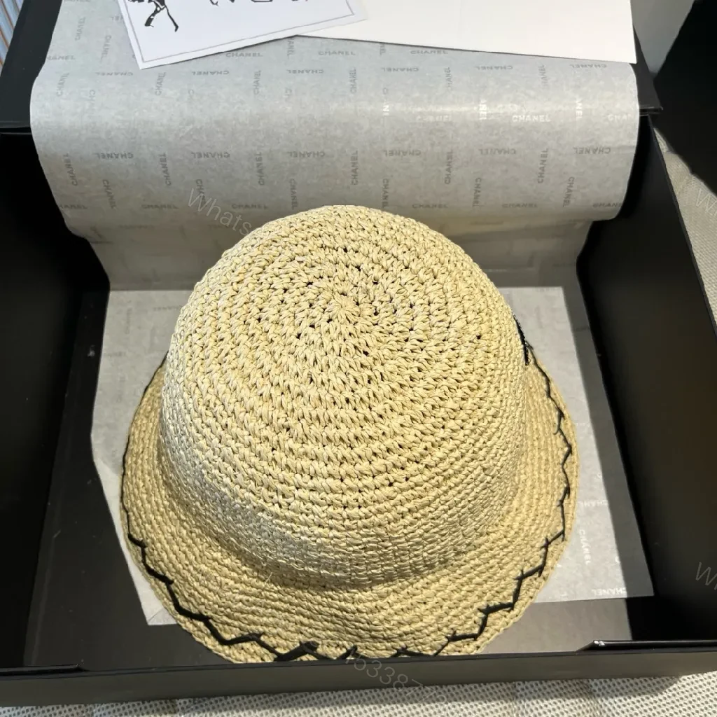 View 2 of Straw-Woven Hat: Couture Sun-Stapled Chanel-Style Brim