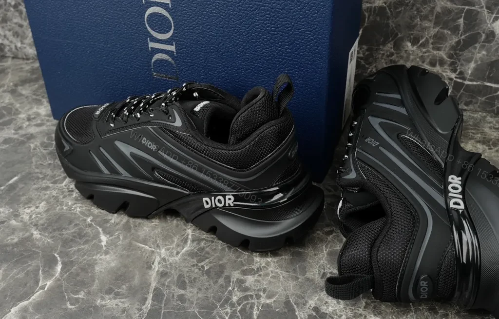 View 9 of Bold Dior-Influenced Sneakers: Luxe All-Black, Sculpted Comfort