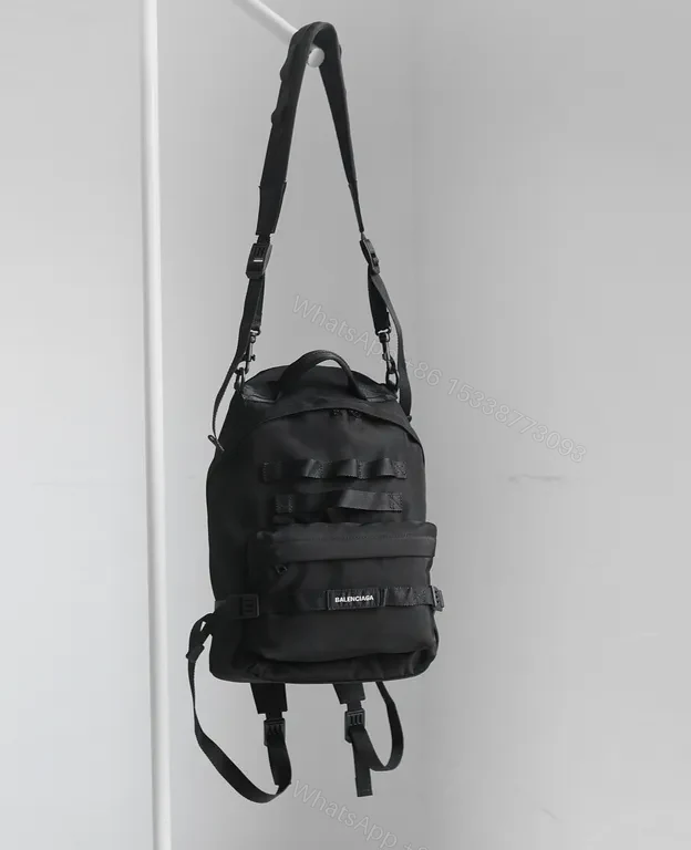 View 8 of Black Balenciaga-Inspired Utility Backpack: Compact Luxury Carry