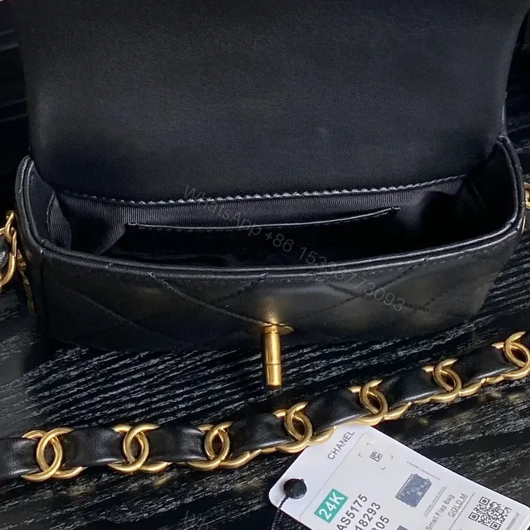 View 6 of Chic Black Quilted Mini Flap Bag - Gold Chain Crossbody