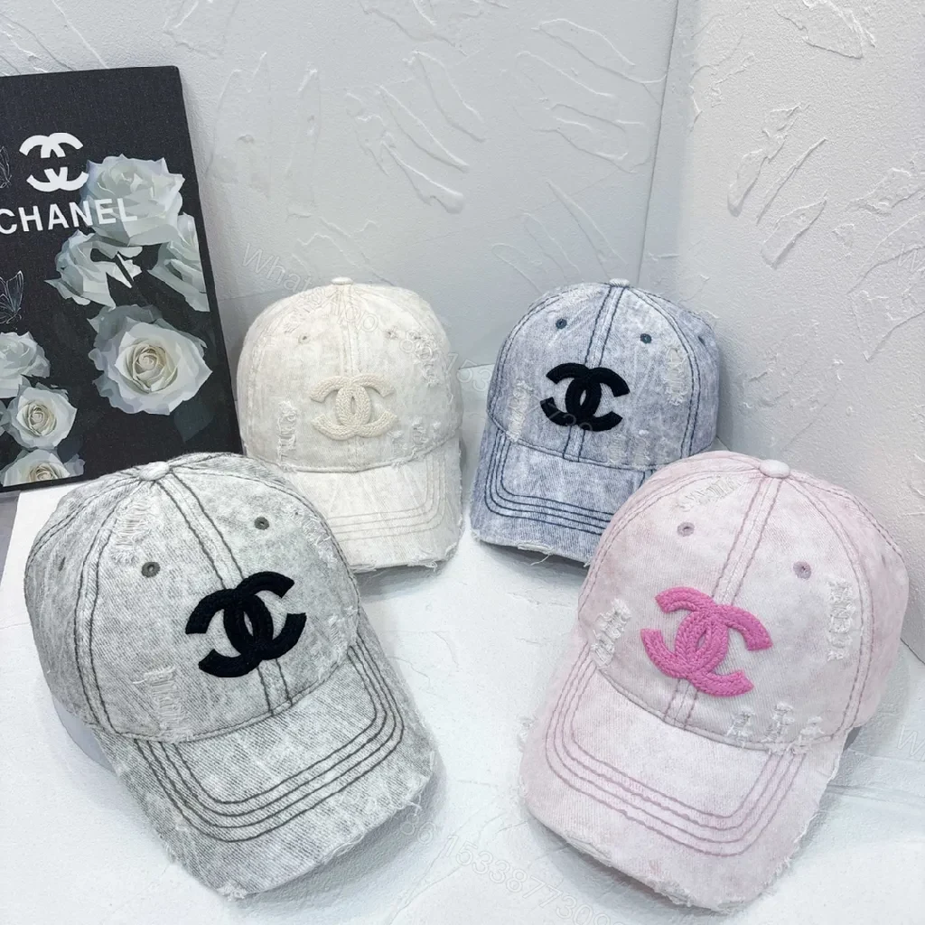 View 5 of Distressed Denim Logo Cap â€“ Tonal Chanel-Inspired Style