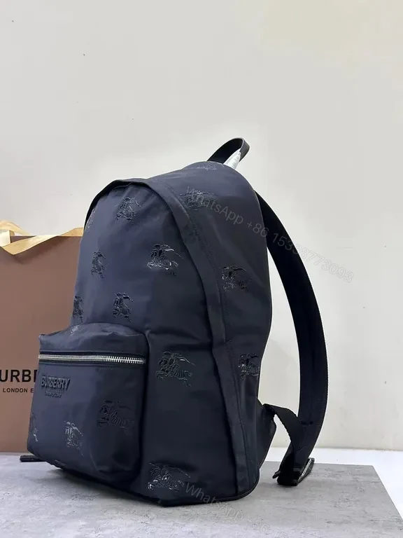 View 9 of Charcoal Burberry Monogram Leather-Trim Backpack for City Life