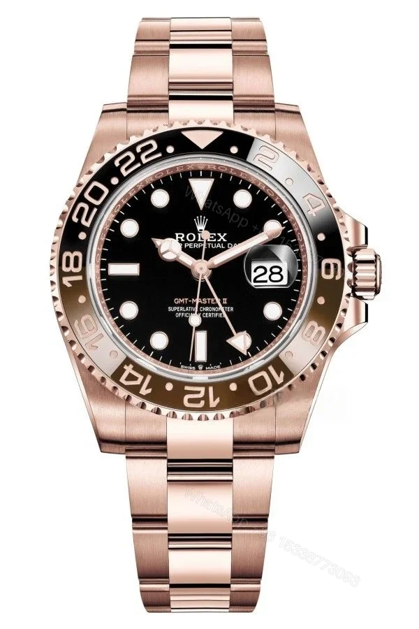 Rolex Super Clone Watches 1:1 Full Gold Root Beer GMT-Master II 126715CHNR 3285 Movement — view 1