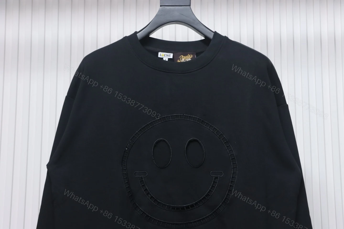 View 7 of Loewe Hollowed-out Smiling Round-neck Hoodie Black