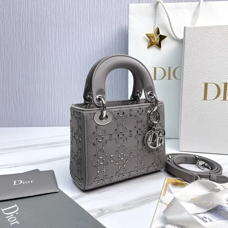 View 7 of Structured Chic Lattice Handbag: Compact Dior-Style Texture Bag