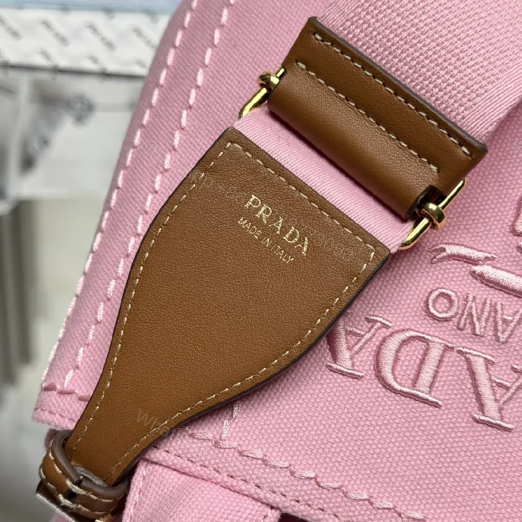 View 8 of Chic Pink Canvas Mini Bag with Textured Finish and Hardware