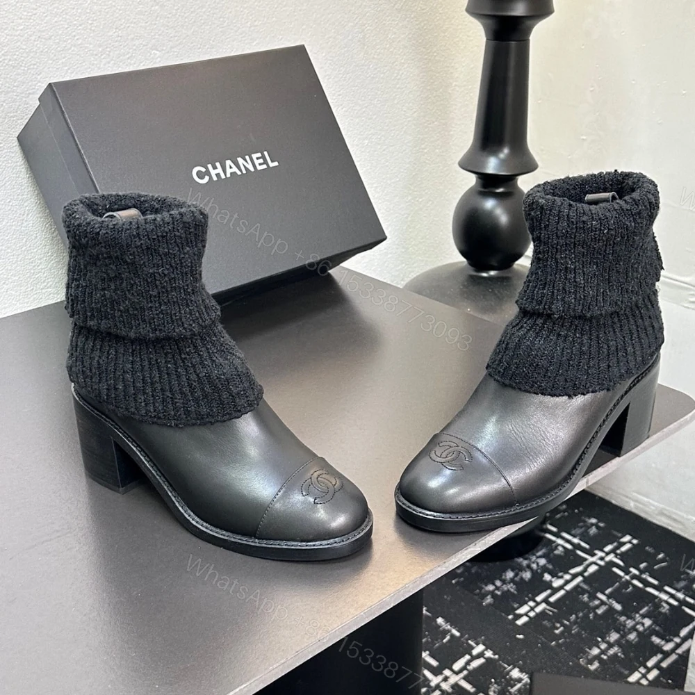 View 6 of CHANEL KNIT BOOTS BLACK