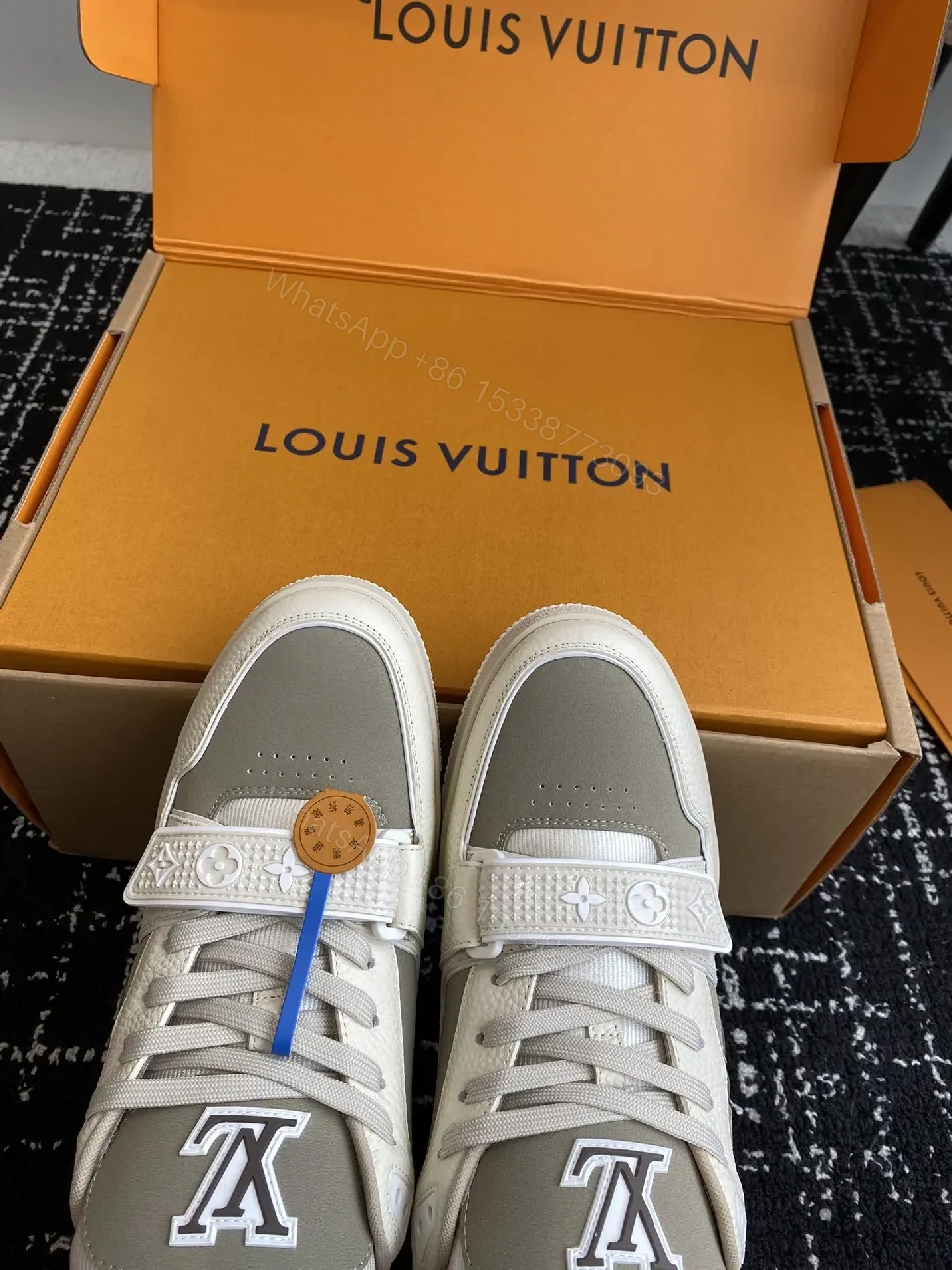 View 9 of Chunky Luxury Sneaker: Neutral Leather, Velcro Strap, High-Top Footwear