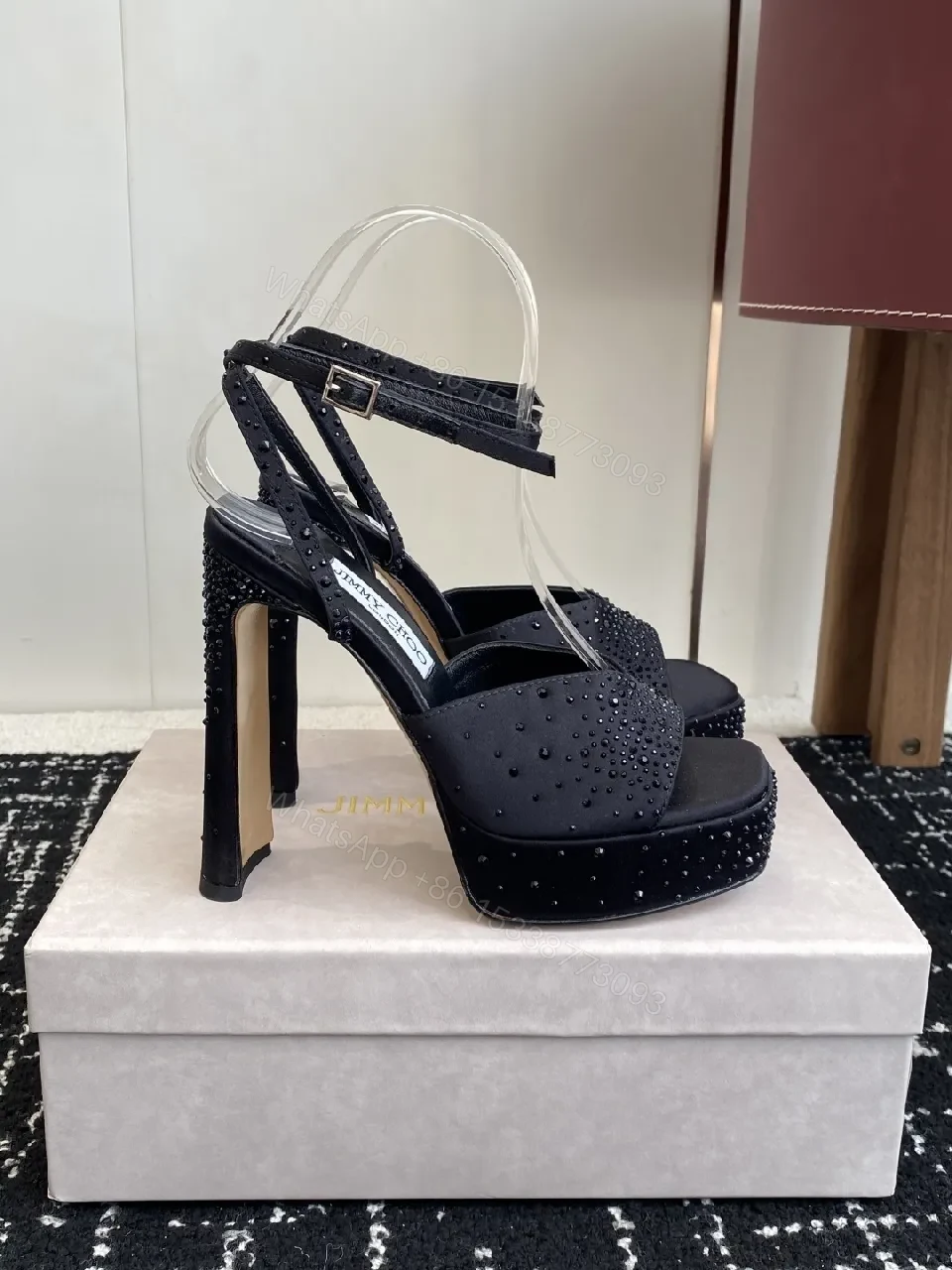 View 3 of Elegant Sandals: Suede-Gloss Open-Toe High Heel for Glam Comfort