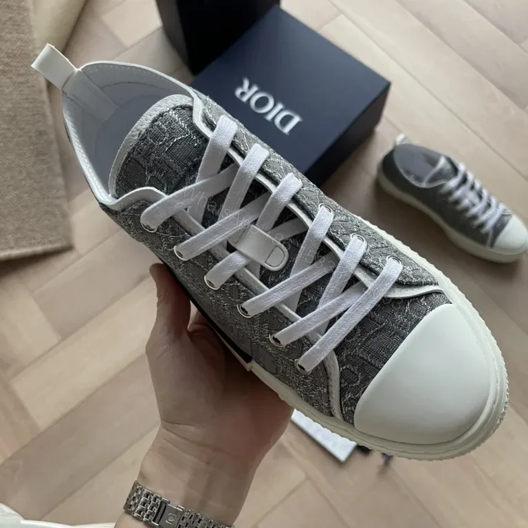 View 8 of Chic Diamond-Texture Sneaker with Dior-Inspired Detailing