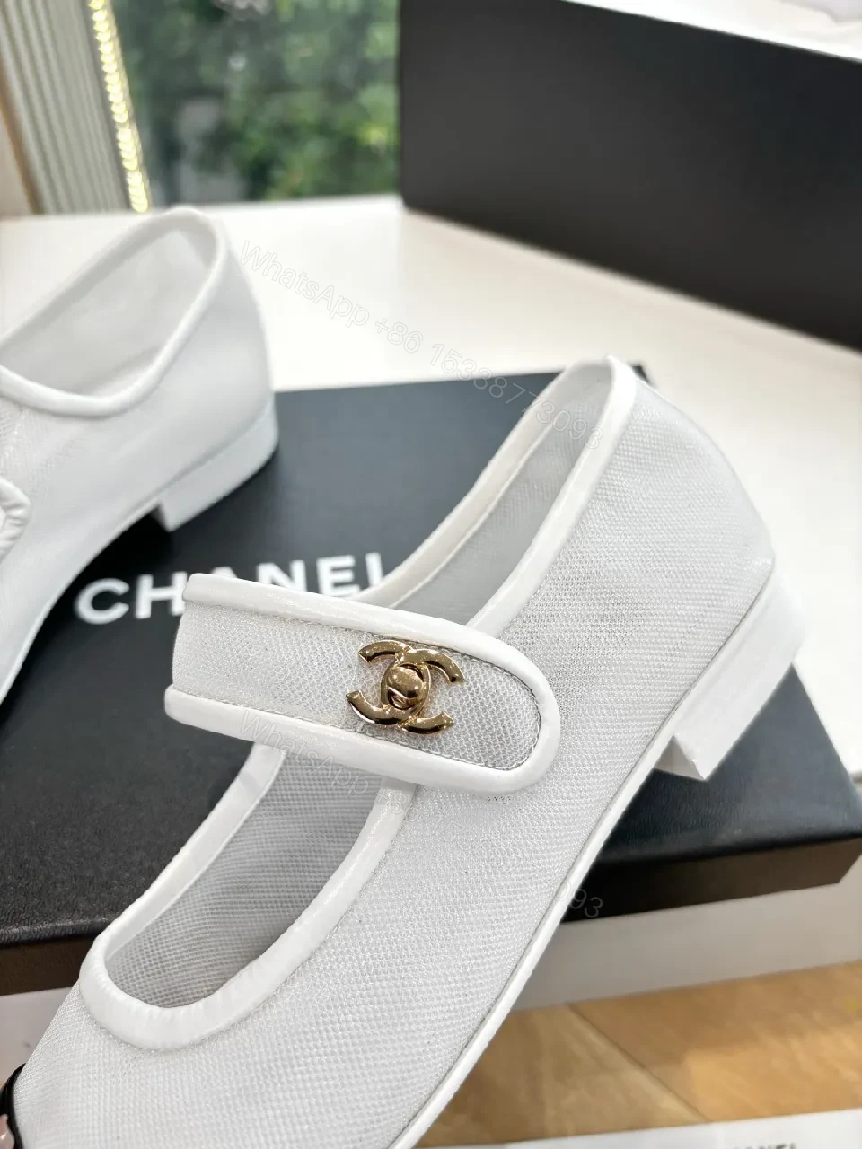 View 7 of White Canvas Mary-Jane Sneakers with Black Cap Toe - Luxe Comfort