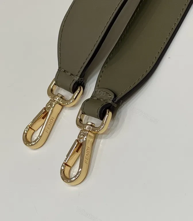View 7 of Olive Green Structured Tote: Fendi Roma Hardware Bag