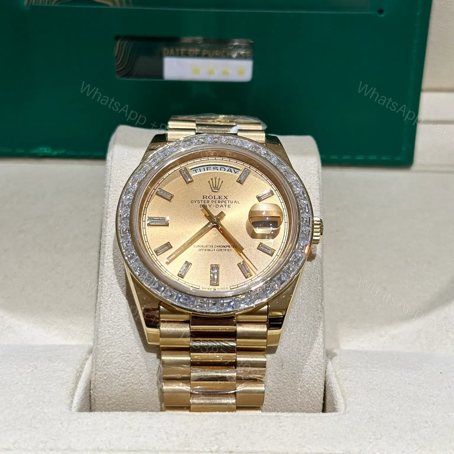 View 2 of Superclone Rolex Day-Date Champagne Diamond Dial 228348rbr-0002 40 mm