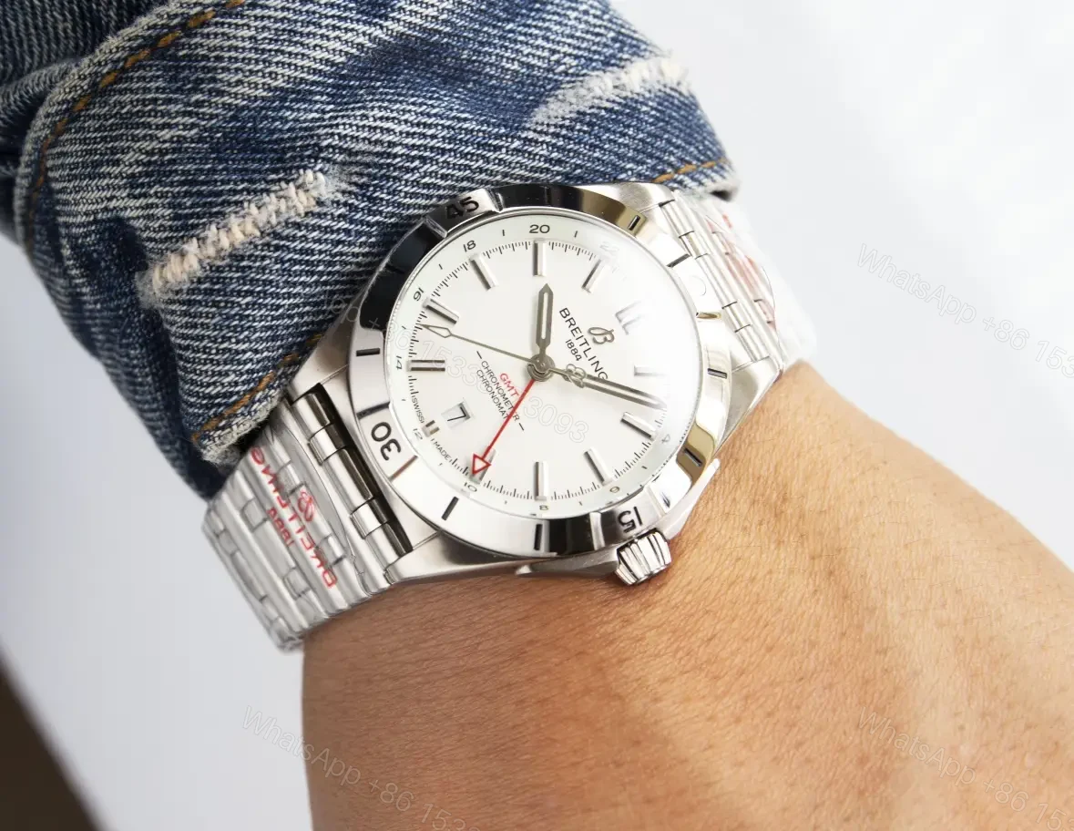 View 5 of Breitling Chronomat GMT 40 White Replica Steel Bracelet 40MM Premium A32398101A1A1