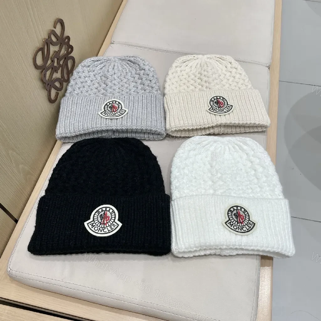 View 8 of White Knit Beanie with Premium Comfort Knit Style and Moncler Patch