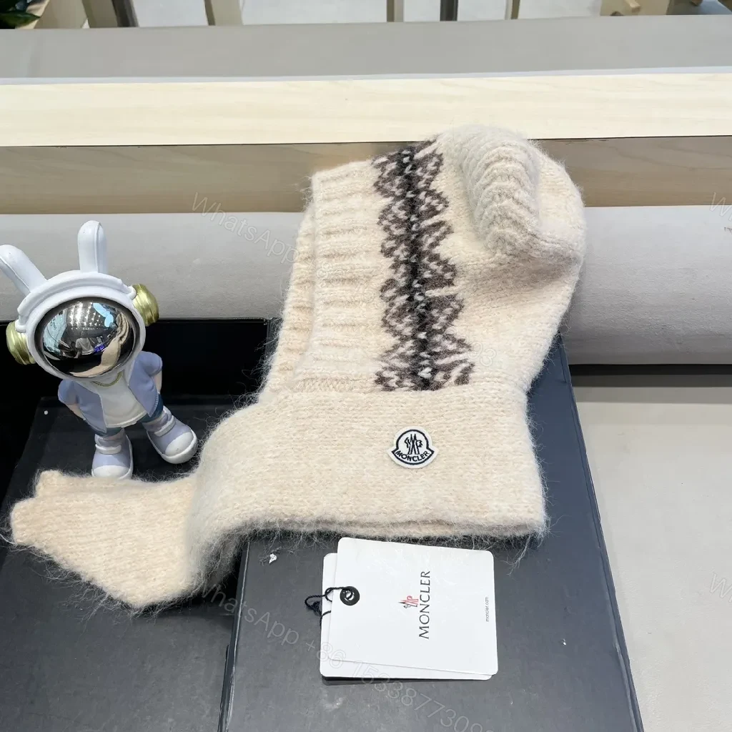 Warm Wool Knit Scarf with Moncler Accent—Elevated Texture, All-Season Comfort — view 1