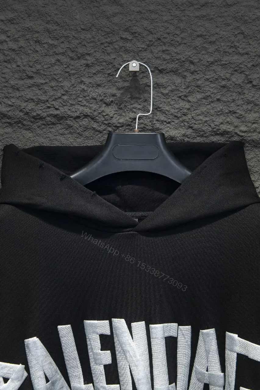 View 7 of Bold Logo Hoodie: Metallic Silver Logo, Oversized Comfort
