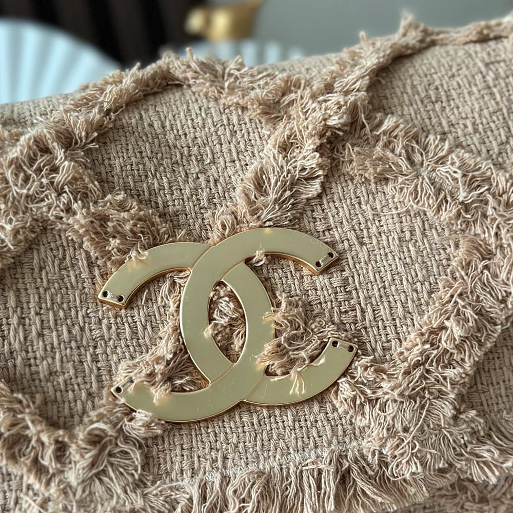 View 7 of Chanel Crochet Tweed Extra Large Flap Bag(HIGH-END GRADE)