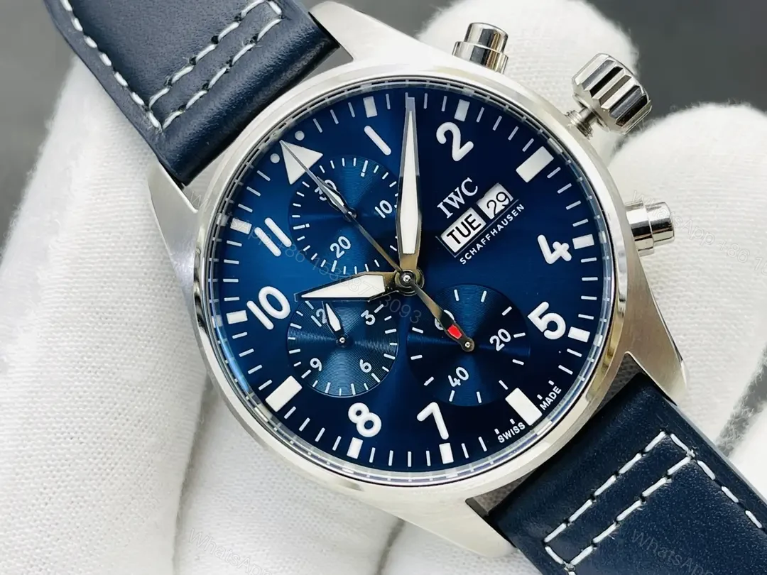 View 4 of IWC Pilot IW38810 Watch Blue Dial Leather Strap Ultimate 41MMIWC-IW38810-BLU41