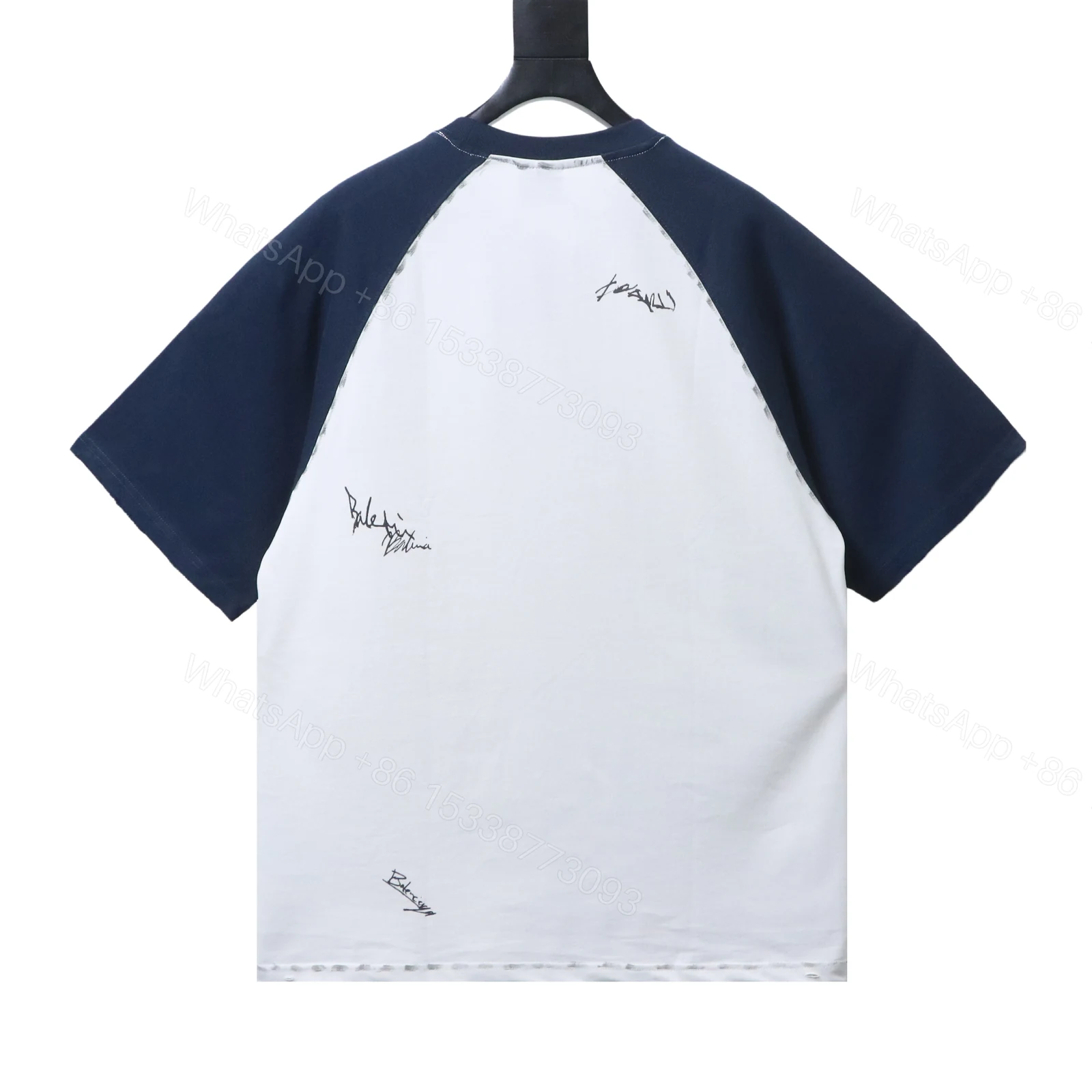 Balenciaga Clothes 26SS Signature Letter Print Raglan Short Sleeve T-Shirt white — view 2