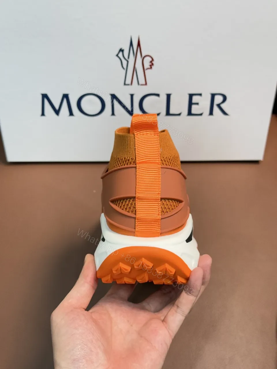 View 5 of Orange Mesh Knit Sneakers with Elastic Straps - Bold Comfort Street Style