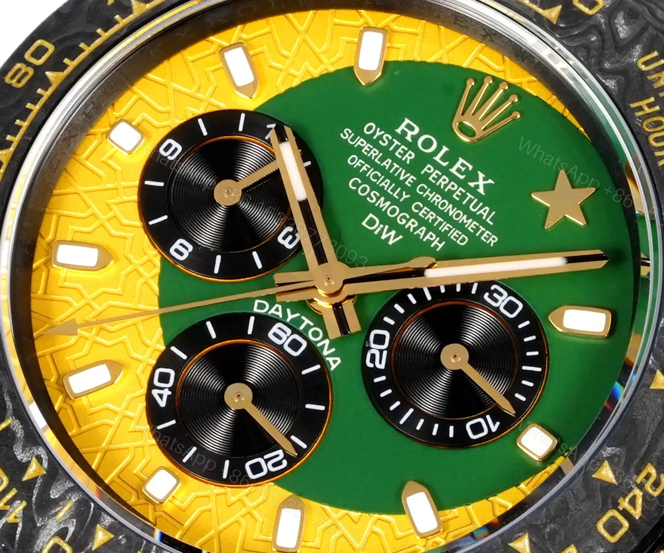 View 5 of Best Rolex Daytona Carbon Fiber Green Strap replica 40MM Skeleton Dial Edition RG-DAYTONA-CARBON-GREEN-STRAP-40