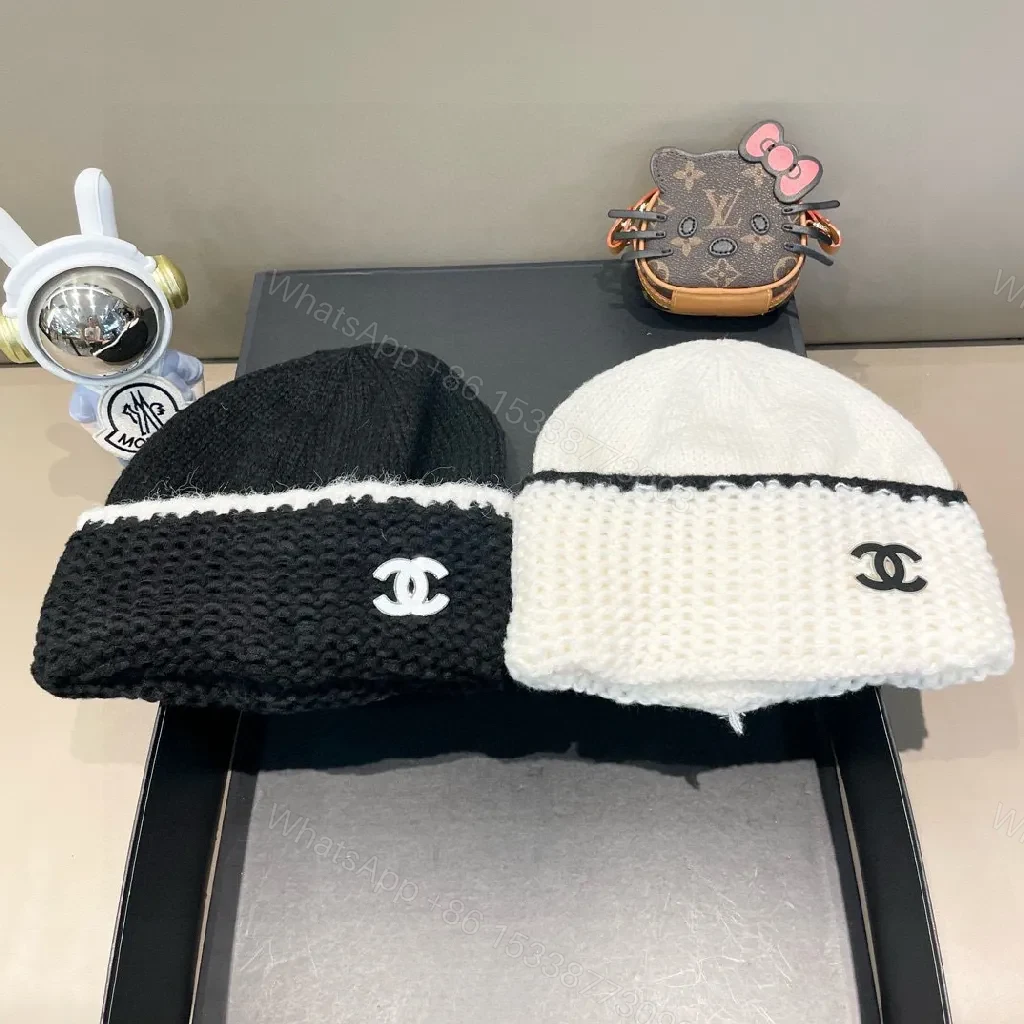 View 7 of White Knit Beanie - Luxe Chanel Accent, Classic Warmth