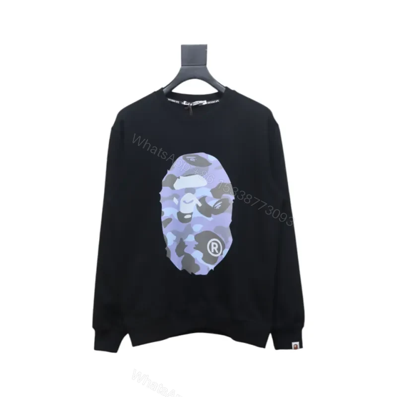 View 4 of Bape Front And Back Ape Head Print Crewneck Sweatshirt 'BlackBlue'