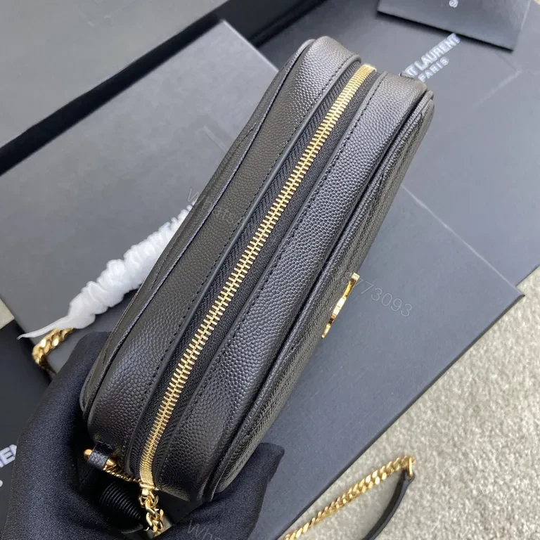 View 6 of Chic Quilted Black Crossbody with YSL Emblemâ€”Compact Luxury