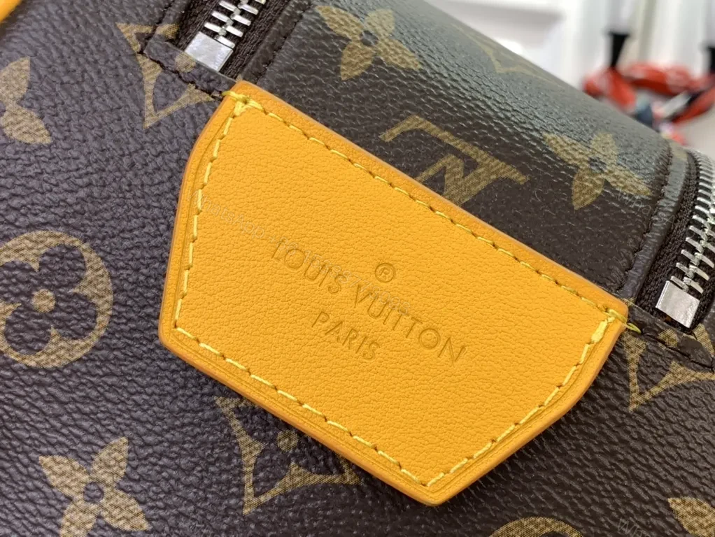 View 6 of Bold Monogram Compact Luxury Bag: Yellow Trim, Monogram Canvas, Crossbody Ready
