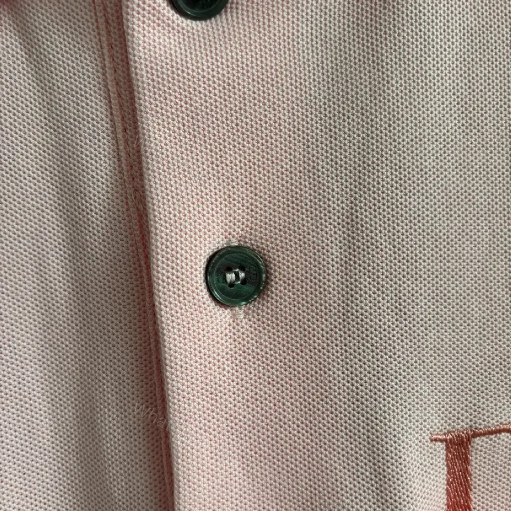 View 3 of Soft Pink Polo Cotton Blend – Subtle Monogram, Casual Luxury Polo