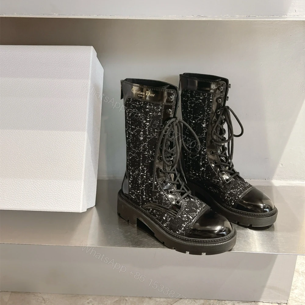 View 5 of 高仿Dior*D-Unit系列KDT132走秀款工裝中筒靴秋冬季黑色免檢版