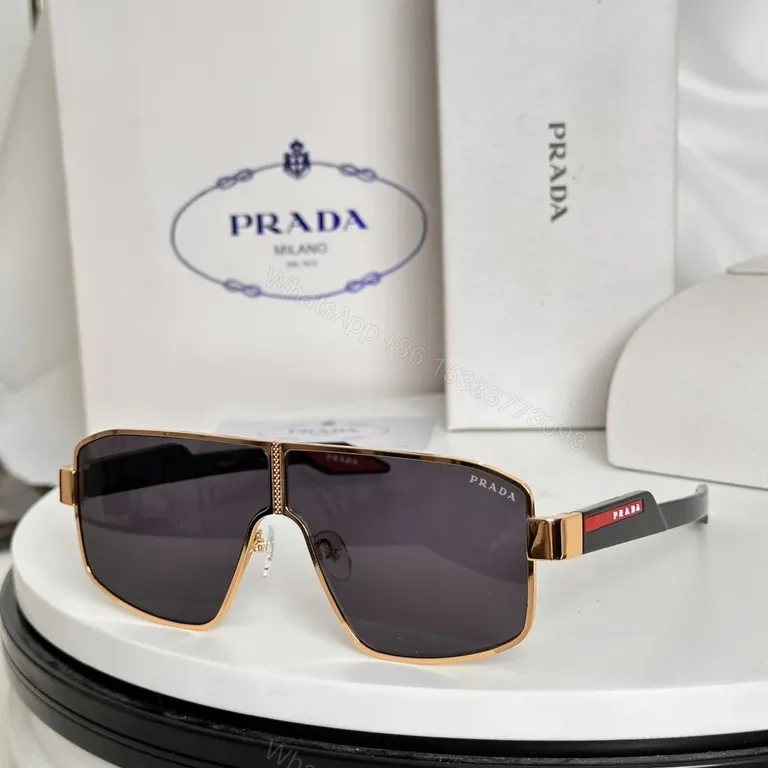 View 3 of Premium Gradient Shield Sunglasses - Luxury Alloy, Prada-Inspired Design