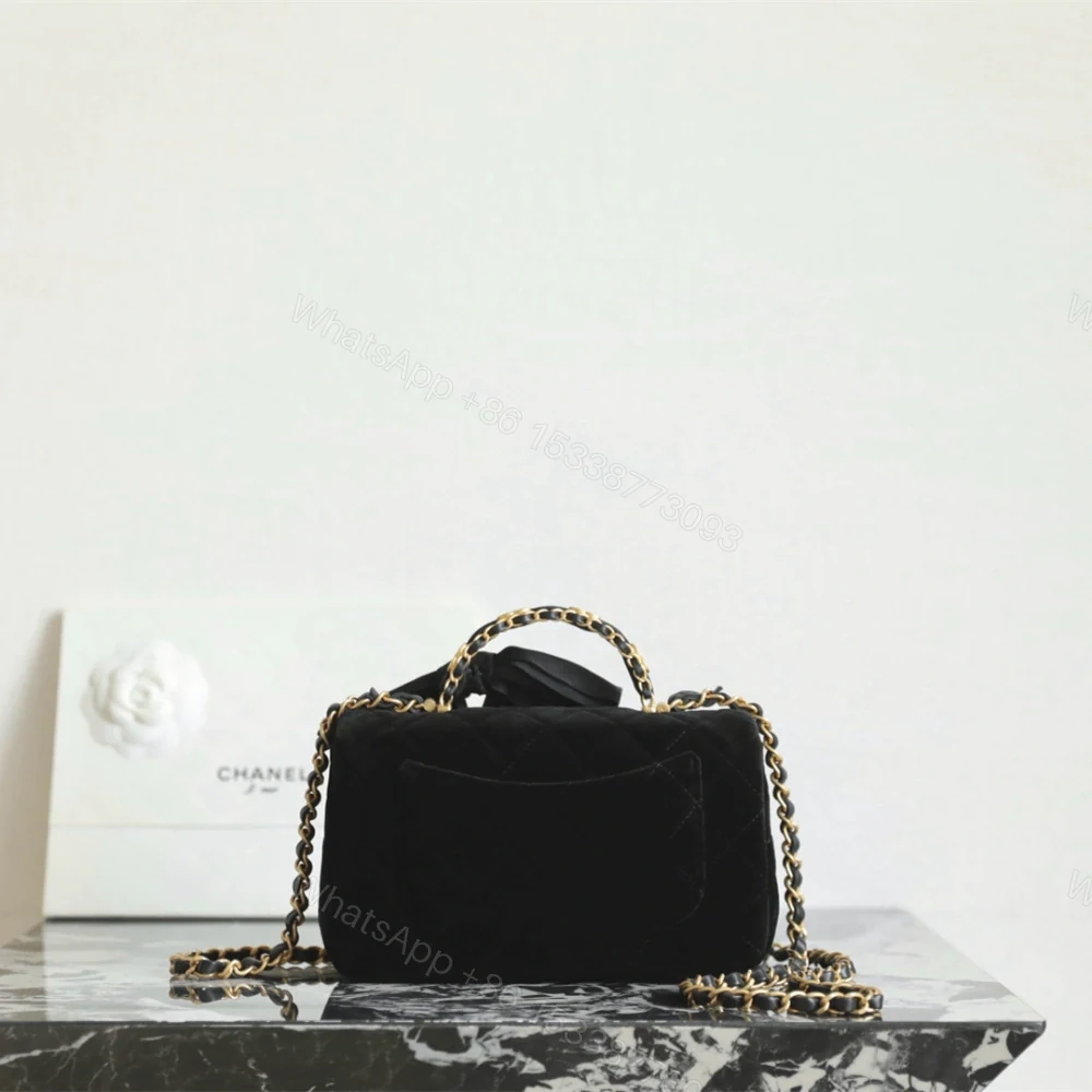 View 2 of 高仿Chanel*25K系列AS5875蝴蝶結絲絨單肩包Mini免檢版