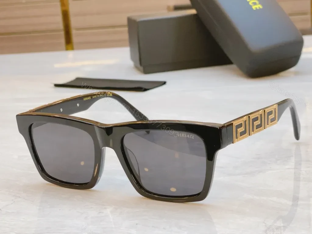 View 9 of Black Polycarbonate Square Sunglasses - Versace-Inspired, Luxe Frame