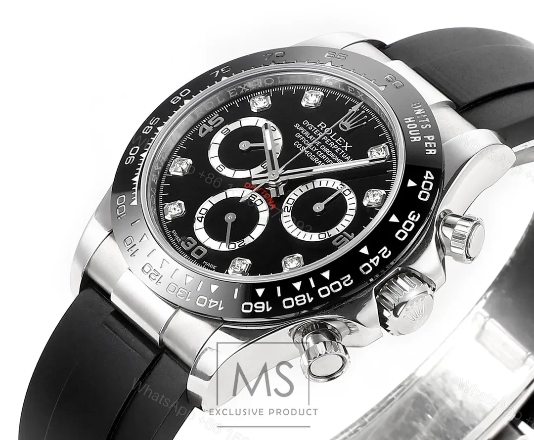 View 4 of GM Factory Clean Factory Rolex Daytona Black Rubber Strap Watch