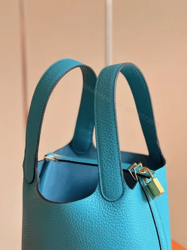 View 3 of HN 18 Blue Togo Leather Gold Hardware