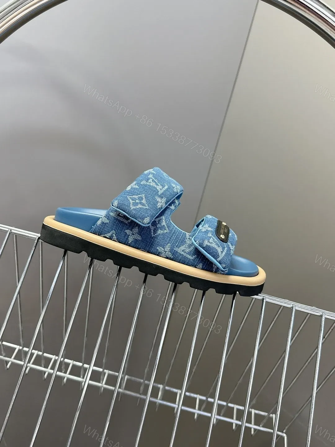 View 6 of LV Women Blue Denim Leather Sandals