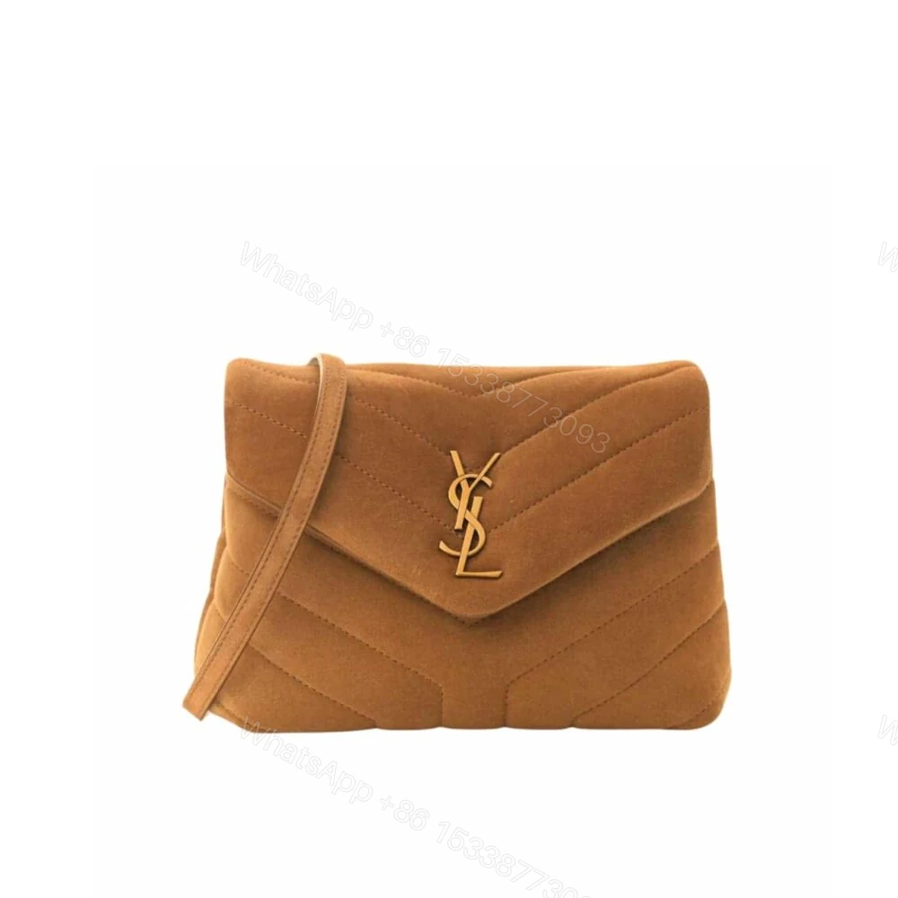 Saint Laurent Loulou Small Shoulder Bag In Suede Brown 22Cm — view 1