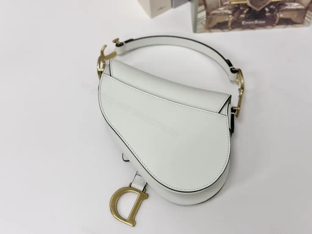 View 4 of Compact Dior-Inspired White Saddle Bag: Luxe Crossbody