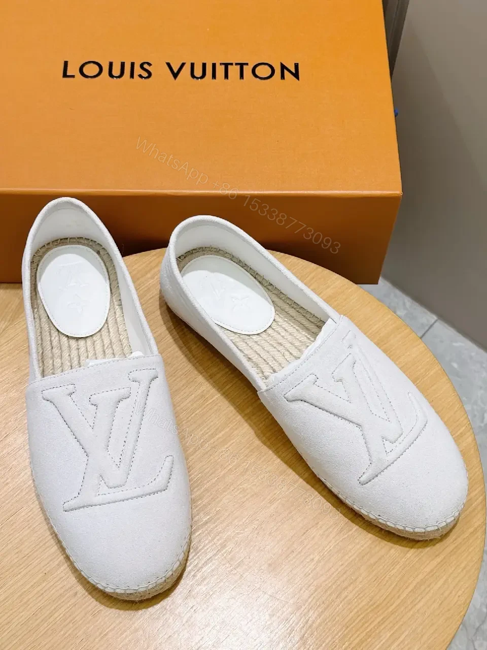 View 4 of Minimalist White Slip-Ons with Subtle LV Motif Fusion Shoes