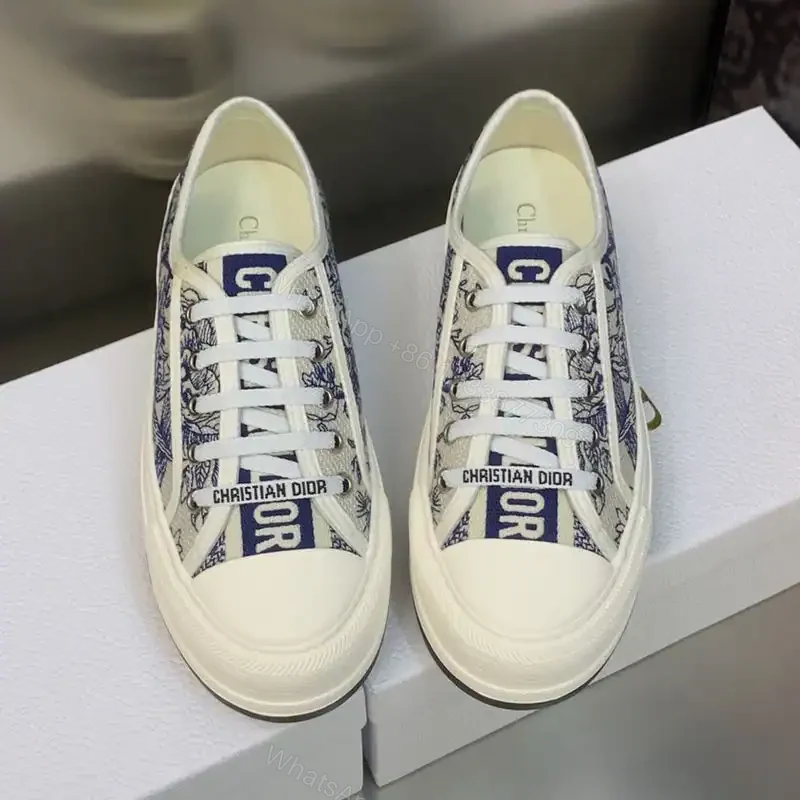 View 2 of WALK’N’DIOR PLATFORM SNEAKERS UNISEX JARDIN D’HIVER EMBROIDERED BLUE – CD187