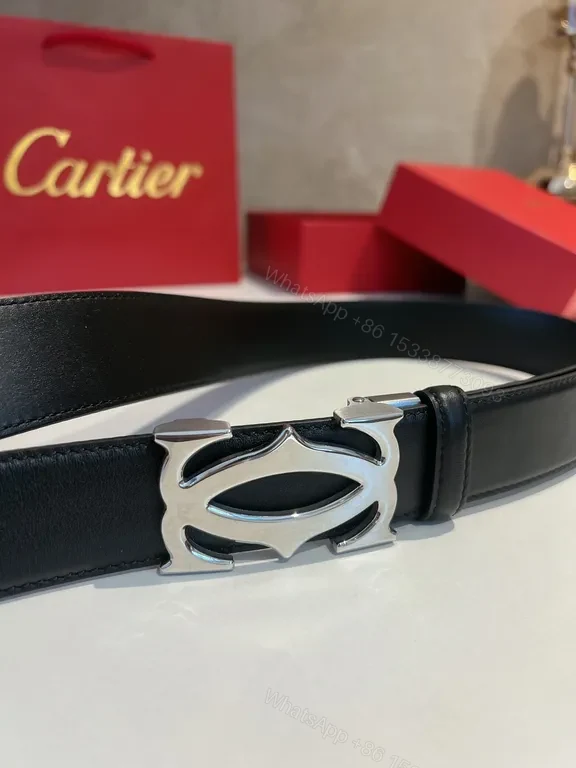 View 4 of Premium Leather Belt with Double G Buckle - Black, Lux Style