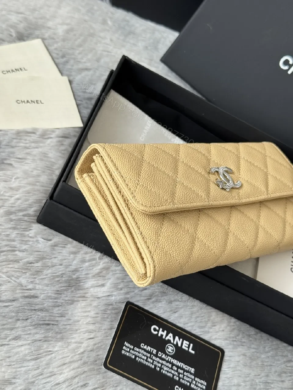 View 5 of Quilted Leather Wallet in Champagne — Chic Luxury, Everyday Utility