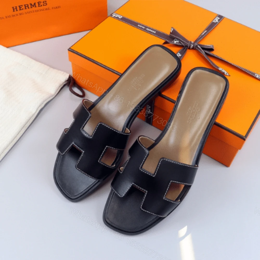 View 2 of Hermes Oran Sandal Black H021056Z 01