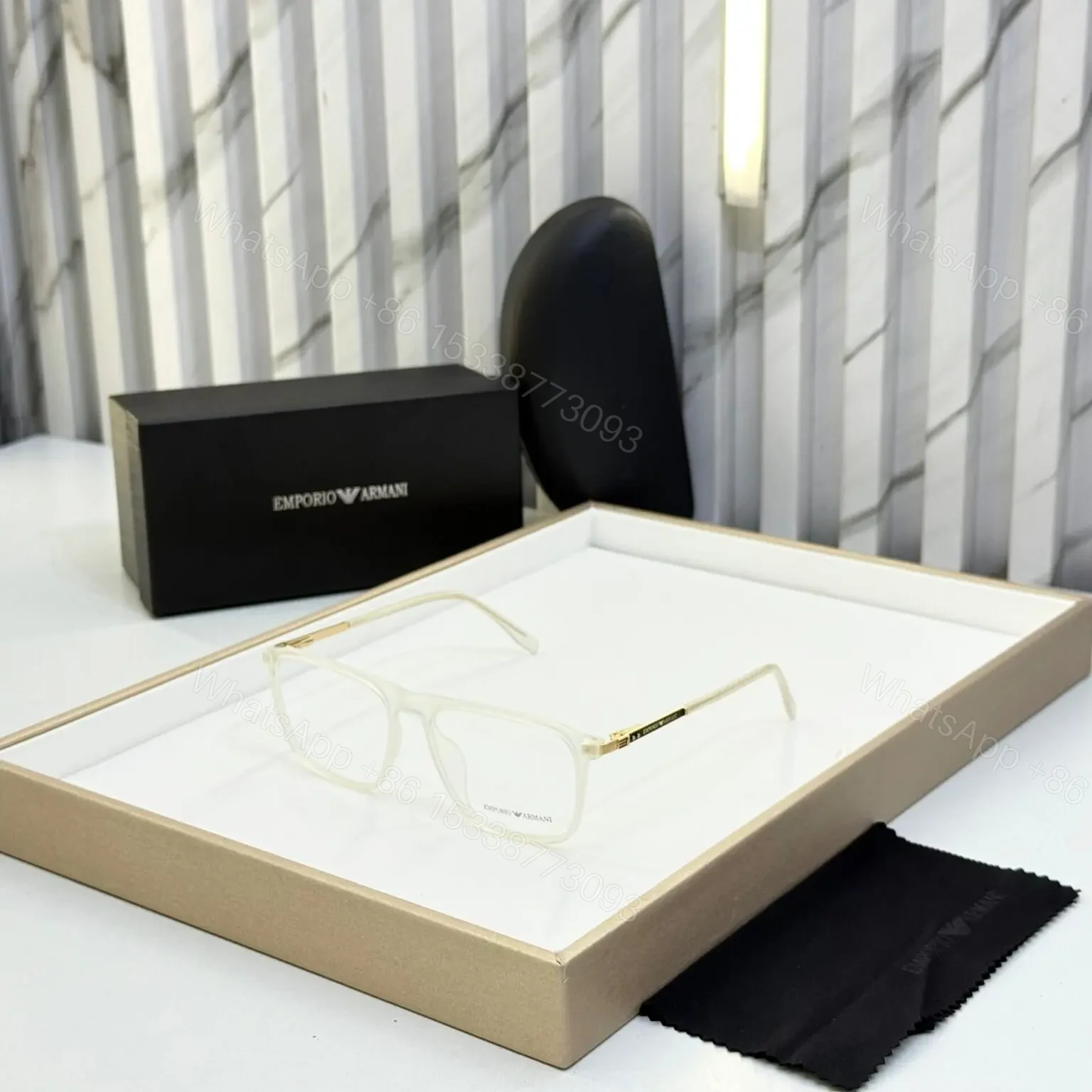 Emporio Armani Transparent Rectangular Eyeglasses — view 1