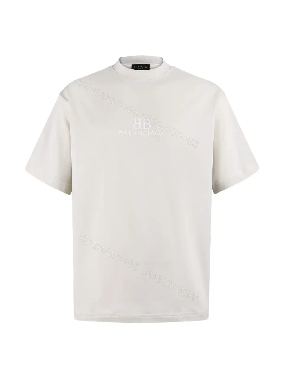 View 3 of Off-White/cream Classic Short-Sleeve Minimalist Tee with Chest Logo