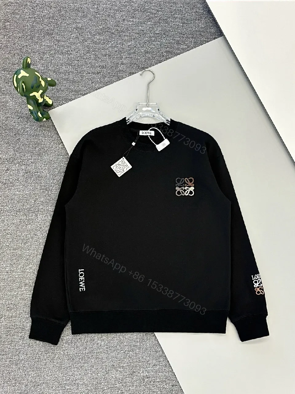 Subtle Black Fleece Logo Sweatshirt, Luxe Casual — view 1